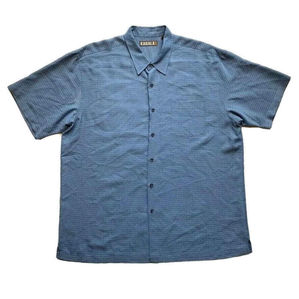Vintage Kahala 1936 Hawaiian Shirt Men 2XL Striped Rayon Blend Beach Summer Blue